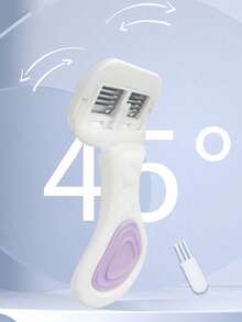 女士脱毛剃刀，适用于腋下、腿部和比基尼部位，便携式剃刀，紫色安全手动剃刀，女士比基尼手动安全剃刀刀片脱毛剃须/5层刀片，不锈钢刀片可更换紫色剃刀头，女孩礼物旅行必备，适合外出 - 彩色 - 查看 3