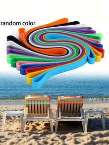 弹性沙滩椅绑带、沙滩配件、旅行必备、防风沙滩巾绑带、沙滩椅和泳池椅用品、旅行必需品、户外用品、沙滩用品、度假必需品、可用作行李绑带、暑假返校季 - 彩色 - 查看 12