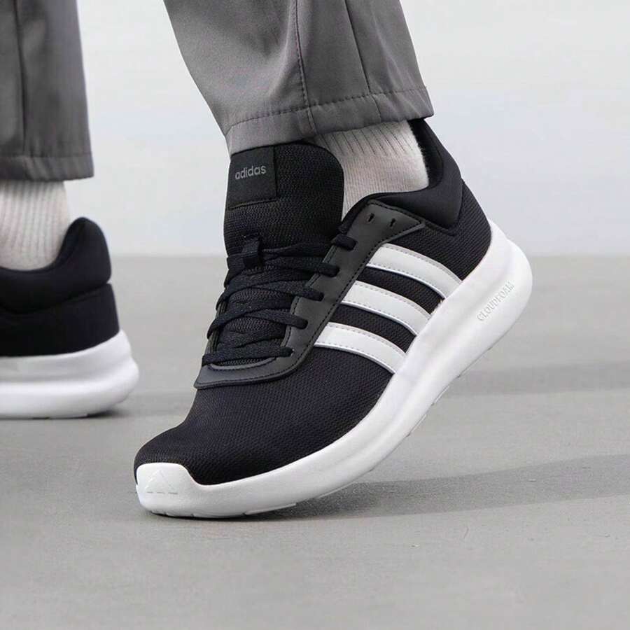 Adidas Men's Breathable Mesh Cushioned Casual Running Shoes - Black and White - View 1