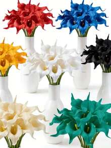 30/20/10/18/5/1件 白色/米色/红色/黄色/黑色/蓝色/绿松石色人造丝马蹄莲花，13.4英寸，适用于母亲节、复活节、家居、厨房和婚礼装饰 - 彩色 - 查看 1