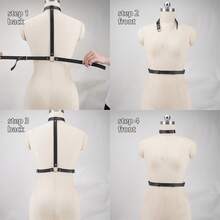 Handcrafted Leather Body Harness For Women, Adjustable Waist Belt, Metal Circle Accents, Gothic Punk Versatile Accessory For Dress, Party, Rave - Black - View 11