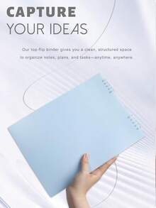 Wood Top-Flip Notebook Double-Sided Writing No Bleed-Through 360-Degree Page Turning Class Notes Office Recording Daily Journal Lay-Flat Writing Book - 淺藍色 - 查看 6