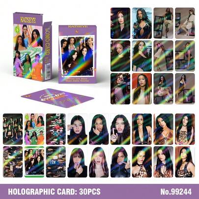 30PCS KPOP KATSEYE Laser Hologram Cards From The Album Internet Girl, Featuring Sophia, Lara, Yoonchae, Megan, Daniela, Manon. Idol Support LOMO Photo Cards, Perfect For Fan Collection, Support And Decoration. Album-Themed Collectible Toy Cards.