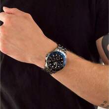 Fossil 男士石英不锈钢三针腕表，不锈钢表壳/玻璃表盘 FS5827/FS5768/FS5835 - 黑色+深藍色 - 查看 4