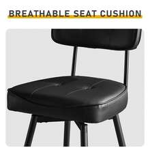 2Pcs Black PU Swivel Bar Stools With Button-Tufted Backrest And Metal Legs - Black - View 5