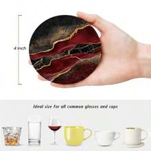 Coasters - Wine Red Golden Marble - View 6