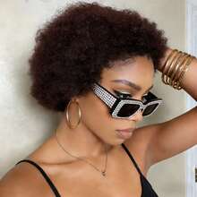 Tóc giả xoăn tít kiểu Afro Kinky Pixie làm từ tóc thật, chất lượng cao, màu đỏ rượu vang rực rỡ, đường chân tóc tự nhiên, thích hợp cho phụ nữ mặc hàng ngày và dự tiệc. - Nhiều màu - Xem 4