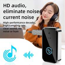 1个通用黑色蓝牙接收器发射器3.5mm音频适配器无线转换器，适用于汽车、电视、音箱、耳机 - A - 查看 2