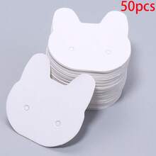 50pcs/Pack Cute Cartoon Cat Ear Paper Cards, Cat Shaped DIY Earring Display Cards, Unisex Jewelry Display Cards, Jewelry Photography Props, Holiday Gift DIY Jewelry Display Storage Cards - Cat Head - View 10