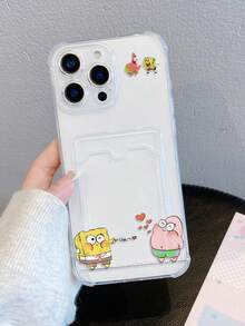 SPONGEBOB غطاء هاتف شفاف وممتع بتصميم نجمة قلب مرسوم على شكل سبونج بوب، مقاوم للصدمات، متوافق مع هواتف آيفون 11/12/12 برو ماكس/14 برو ماكس/15/15 برو/16/16 برو ماكس/17 وطرازات أخرى - متعدد الألوان - مشاهدة 6