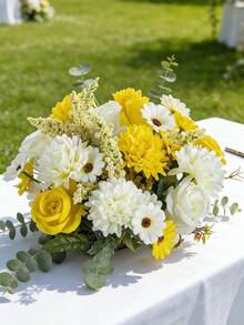 1件人造菊花球玫瑰花束，適合臥室、廚房裝飾，DIY花環，秋季裝飾，室內/室外裝飾，桌面裝飾，婚禮裝飾，人造植物，教師禮物，女性禮物 - 黃色 - 查看 9