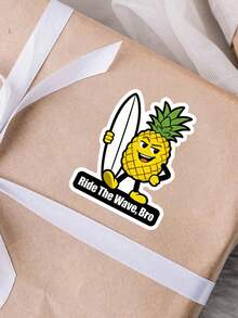 1pc Pineapple RIDE THE WAVE, BRO Fun Stickers – Perfect For Laptops, Diaries, Water Bottles, And Helmets, Great Gift Idea. - Excerpt from a Long Poem - View 10