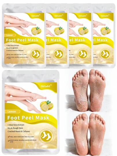 5 Packs Foot Peel Mask For Dry Cracked Feet – Peeling Mask Removes Dead Skin And Calluses - Exfoliating For Soft Babi Feet