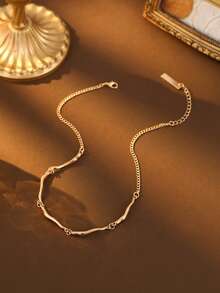 1pc Minimalist 3D Wave Twisted Design Necklace, Unisex For Daily Wear, Dates, Gifts - Wave - View 5