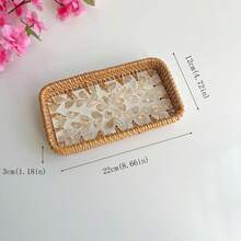 1 szt. Mały prostokątny kosz do przechowywania z rattanu i muszli, 8,66 x 4,72 x 1,18 cala, dekoracyjna tacka do przechowywania biżuterii na biurku - 1PC - Zobacz 8