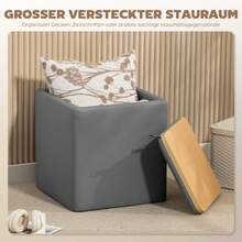 Storage Ottoman With Lid, Square Footrest, Cube Seat In Faux Leather, 40 X 40 X 40 Cm, Grey - Grey - View 4