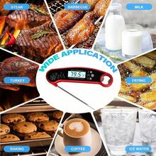 1支装畅销不锈钢折叠探针式厨房烧烤数字食品肉类温度计，带背光，快速精准读数，适用于烹饪、烧烤、烘焙 - 多色 - 查看 1