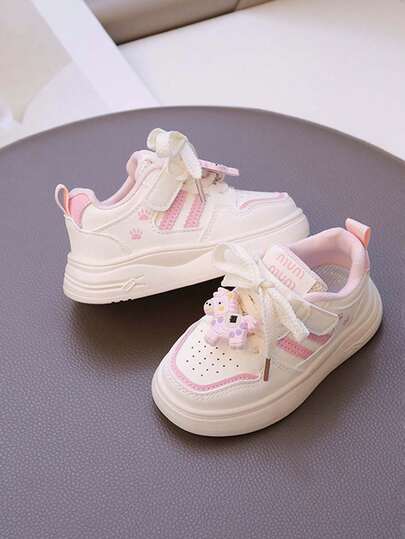 1 Pair Unisex New Breathable Flat Casual Sneakers, Soft Sole Non-Slip Children Skate Shoes, Fashion Versatile Student Leisure Shoes, Suitable For Spring And Autumn