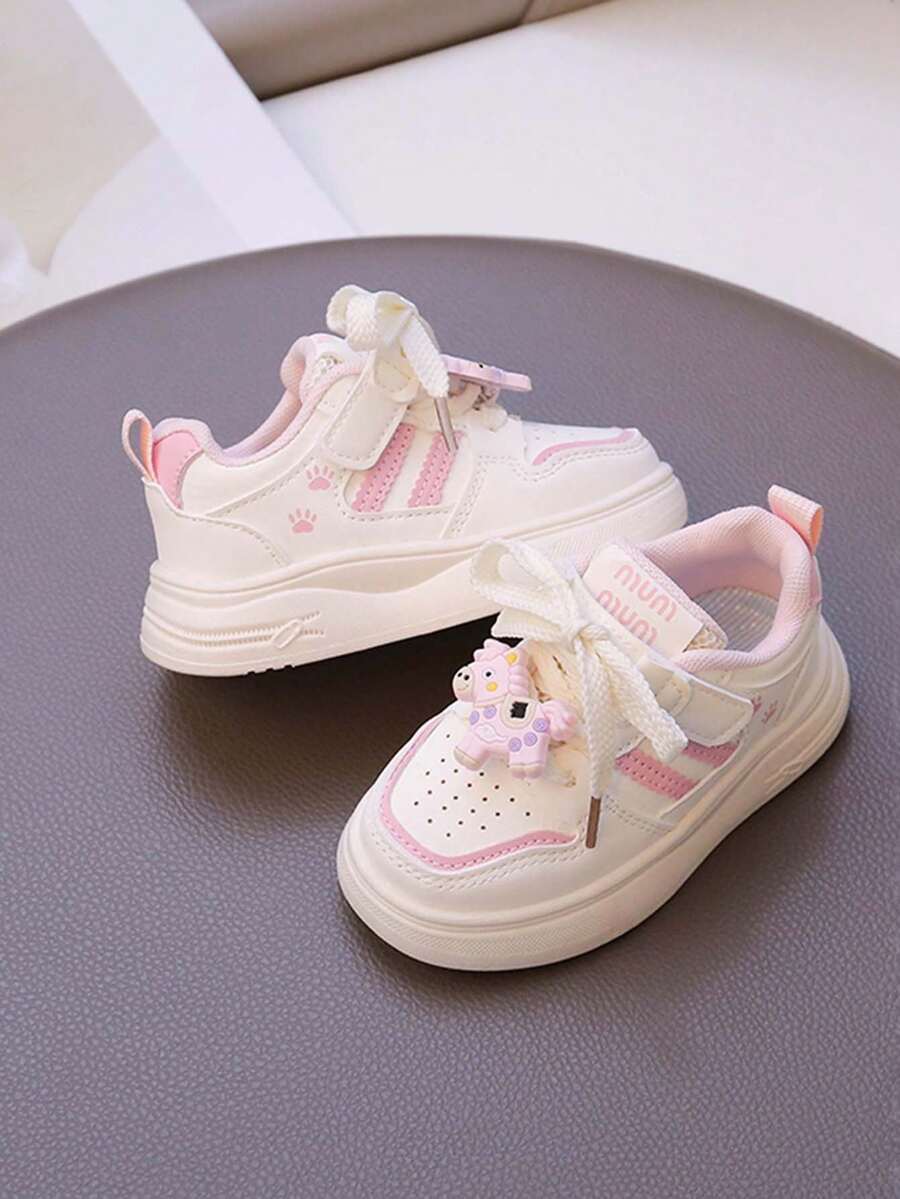 1双男女通用新款透气平底休闲运动鞋，软底防滑儿童滑板鞋，时尚百搭学生休闲鞋，适合春秋季穿着 - 粉色 - 查看 1