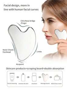 1pc Stainless Steel Heart-Shaped Gua Sha Tool For Facial Massage, Portable Muscle Relaxation Massage Board - [心型按摩刮痧板]加大加厚款/1個 - 查看 7