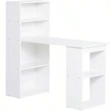 Desk, Kitchen Table With Shelf, 120 X 55 Cm, Computer Desk, Laptop Table, White Work Table For Office And Home Office - A - View 9