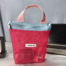 1pc Lightweight Mesh Shower Bag, Large Capacity Travel Toiletry Bag, Portable Hanging Bathroom Storage Organizer, Multi-Functional Cute Makeup Cosmetic Bag , Makeup Room Decor - Multicolor - View 7