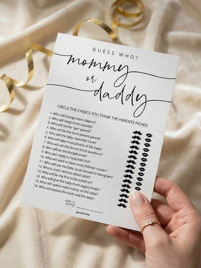 30 Mom Or Dad? Baby Party Game Cards, Fun BabyParty Games For BoysorGirls, Gender-Neutral - Minimalist