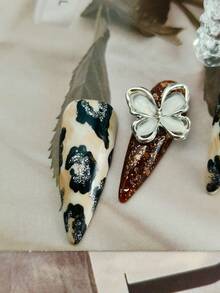 Bộ dụng cụ tự làm móng acrylic - Kiểu dáng dễ thương Baroque, Punk, Y2K, Gothic với họa tiết mắt mèo ánh kim, vàng, đỏ, xanh lá cây, họa tiết da báo, móng dài nhọn, thích hợp cho tiệc tùng, phụ nữ và bé gái, bao gồm miếng dán gel và dũa móng. - Nhiều màu - Xem 2