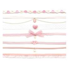 Chokers Set For Women Heart Choker Necklaces Flower Pendant Velvet Choker Lace Choker Cute Pink Gre1en Necklace Daisy Choker Necklace Statement Jewelry Valentine's Day Gift - 粉色 - 查看 1