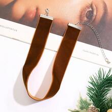 1.6cm 20pcs Royal Blue Velvet Chokers Vintage Necklace For Women With Extension (XL-1002-5)-3730 - 2.54公分-12個-棕色 - 查看 3