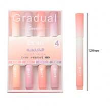 1set(4pcs), Aesthetic Gradient Highlighter Set, Colored Emphasis Markers, Fairy-Tale Color Palette, Exquisite Packaging, As Journaling Starter Kit, Back-To-School Gift, Best Friend Sharing, Creative Stationery Collection And Desktop Photography Prop - Rectangle - View 4