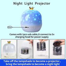 Luz Nocturna Proyectora de Corona con 21 Juegos de Películas de Proyección - Rotación 360° Estrellada y Enchufe USB, Lámpara de Mesa con 3 Tipos de Colores, Decoración Moderna de Techo/Dormitorio, Para Fiestas, Navidad, Regalo del Día de San Valentín, Decoración de Fiesta - Multicolor - Ver 6