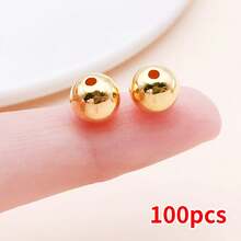 100pcs Metal Beads Set Golden, Rose Gold & Silvery Round, Heart, Star, Square Hoop Spacer Beads For DIY Bracelet, Necklace & Earring Jewelry Making - Multicolor - View 26