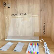 1 Set Small/Large USB Acrylic LED Light, LED Message Board, USB LED Acrylic Illuminated Board - 7 Color LED Message Board - Acrylic Glow Drawing Board With Stand, Professional Art Use, LED Display Board, Suitable For Various Holiday Light Shows, Holiday Messages, Daily Erasable Message Mood Lighting