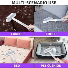 Multifunctional Pet Hair Remover, 3-In-1 Tool, Reusable And Washable Brush For Removing Dog And Cat Hair With Long Handle, For Furniture, Sofas, Carpets And Laundry. - Blue - View 6