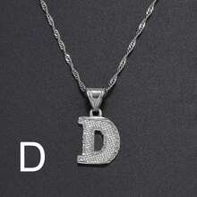 1件银色女士A-Z大写字母吊坠项链，约会、派对、婚礼的奢华珠宝礼物 - 銀色 - 查看 33