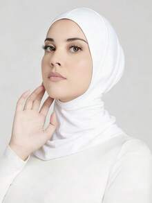 3pcs Women Fashion Solid Color Combo Set, Elastic Seamless Hijab Cap Scarf, Suitable For Daily Wear Abaya - Multicolor - View 5