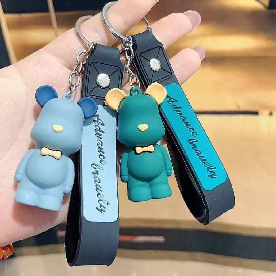 1pc Cartoon Bow Tie Bear Keychain, Suitable For Men And Women, Teddy Bear Keychain, Car Key, Cute Bag/Phone Charm, Back To School Gift, Valentine's Day Gift