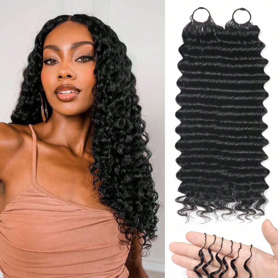 MENALUE Human Crochet Hair For Women Deep Wave Crochet Human Hair Bundles 18 Inch 50g Pre-Separated Feather Crochet Human Hair Deep Wavy Invisible Crochet Hair Extensions 40 Strands Natural Black  For Natural Hair Colors Of Women ,Peluca De Cabello Humano,Human Hair,Wigs Human Hair,Wig,Christmas,Stocking Stuffers,Christmas Gifts,Hair, Maquillaje,Christmas Decrotions Gifts For Women,Gifts,Hair Stuff,Hair Accerssories,Suitable For Parties, Daily Use, Schools, Birthday Banquets And Other Occasions.Body Wave Yaki Straight Ocean Wavehuman Hair Wig Kpop Demon Hunters 9am Hair Store Human Hair Bob Wig Human Hair Human Hair Weft Real Hair Extensions Clip In Hair Weft Keratin Bond Hair Weft Seamless Hair Weft Christmas Hair Holiday Hair Extensions Festive Hair Pieces Christmas Glitter Hair Xmas Hair AccessoriesHuman Hair Weft - Crimson Red Bouncy Wave.Your 2026 Beauty Glow-Up Awaits. - Natural Black - 查看 1