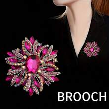 1/10 Classic Alloy Glass Brooches In Vintage Colors Luxe Temperament Lady Shawl Coat Brooches Accessories - Rose Red - View 18