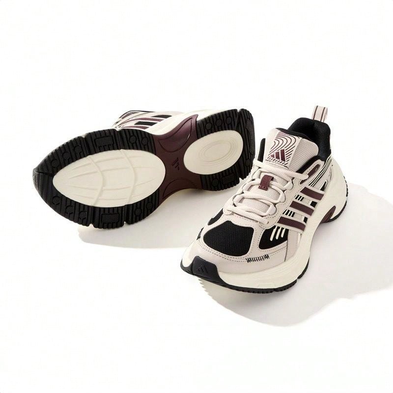 Adidas 女士新款厚底厚底运动鞋，缓震休闲运动鞋 - 米色/紅色 - 查看 1