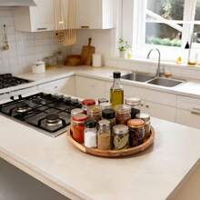 半个360°旋转木质托盘，直径20.5厘米，圆形，适用于厨房、橱柜、餐桌或收纳整理。这款木质旋转托盘是家居装饰的理想之选，可盛放蛋糕、开胃菜、奶酪、咖啡、蘸酱等。易于清洁。是节日送礼的理想之选。 - 鏽棕色 - 查看 6