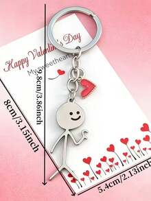 2pcs Or 4pcs Love Couple Keychains - Heart-Shaped Matching Pair With Male/Female Figures, Valentine's Day Gift Suitable For Backpacks, Car Keys, Bag Charms - Romantic Couple(Only Keychains Are Available, No Cards.) - Multicolor - View 6