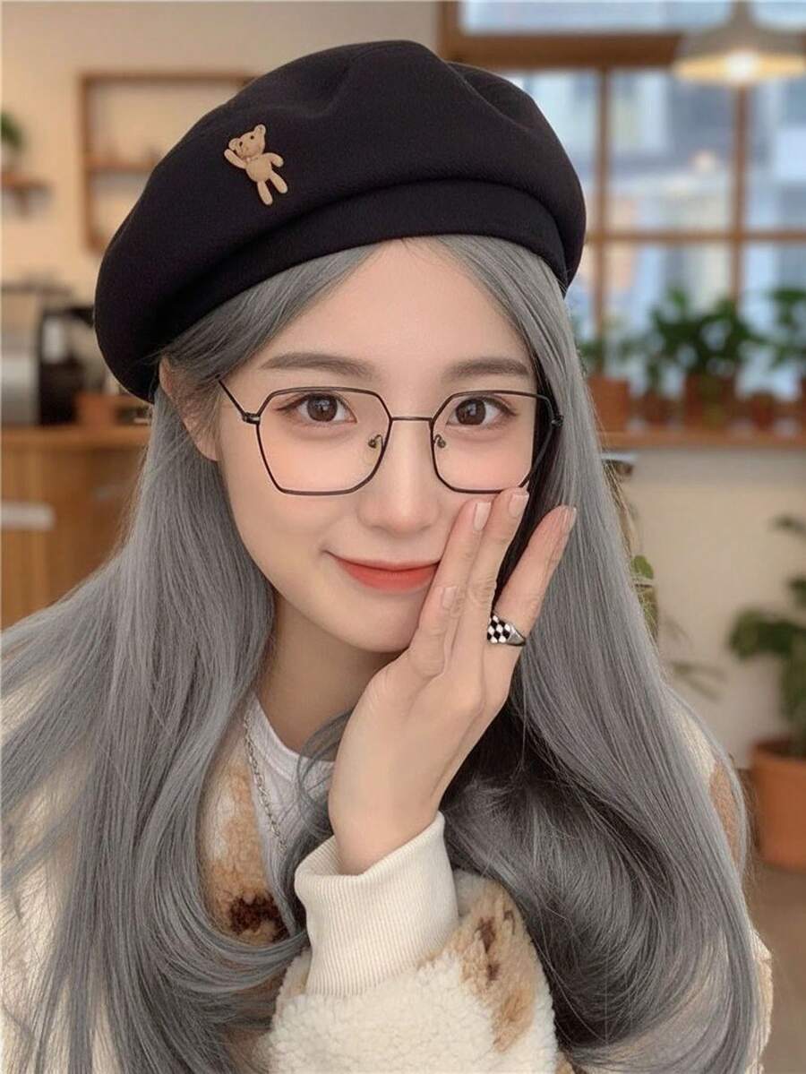 Cartoon Bear Casual Polyester (Polyester) Beret Hat For Daily Wear - Multicolor - View 1