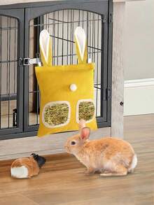 “1个装可水洗兔子和豚鼠干草喂食袋 - 魔术贴固定喂食袋，适用于仓鼠等小型宠物 | 易于使用的可重复使用小型动物干草收纳袋 | 情人节宠物礼物” - 彩色 - 查看 6