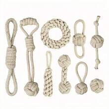 Linen Dog Toys Set, Suitable For Medium & Small Dogs, Includes Rope Toys, Chew Toys With Knots & Balls, Tug Of War, Training, Gum Massage - Multicolor - View 27