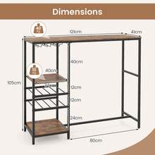 COSTWAY 121cm Long Bar Table, Bar Height Dining Table With Storage Shelves, Wine Racks & Stemware Holders, Industrial Breakfast Table For Kitchen Living Room Behind Couch, Rustic Brown - Brown - View 6