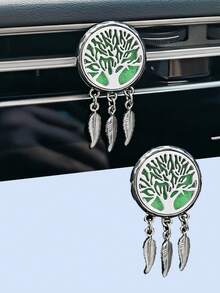 Car Air Vent Clip – Dreamcatcher Tree Of Life Design & Silver Feather Charms, Stainless Steel Aroma Diffuser For Car Interior, Decorative Fragrance Holder,Car Air Vent Interior Accessories - Dreamcatcher Aromatherapy - View 10