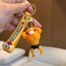1pc New Muscle Pocket Monster Keychain: Cartoon Fitness Style Delicate Pendant - Bag Keyring Small Gift - Multicolor - View 7