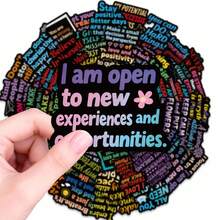 56Pcs Daily Motivational Quote Stickers - Positive Sayings & Affirmations On Black Background For Journal, Water Bottle, Laptop To Boost Your Mood - Multicolor - View 5